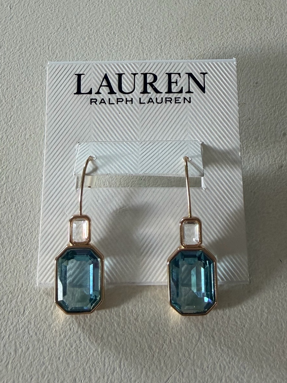 Brand new Lauren “Ralph Lauren”earrings for women.Color-light blue,gold.💙